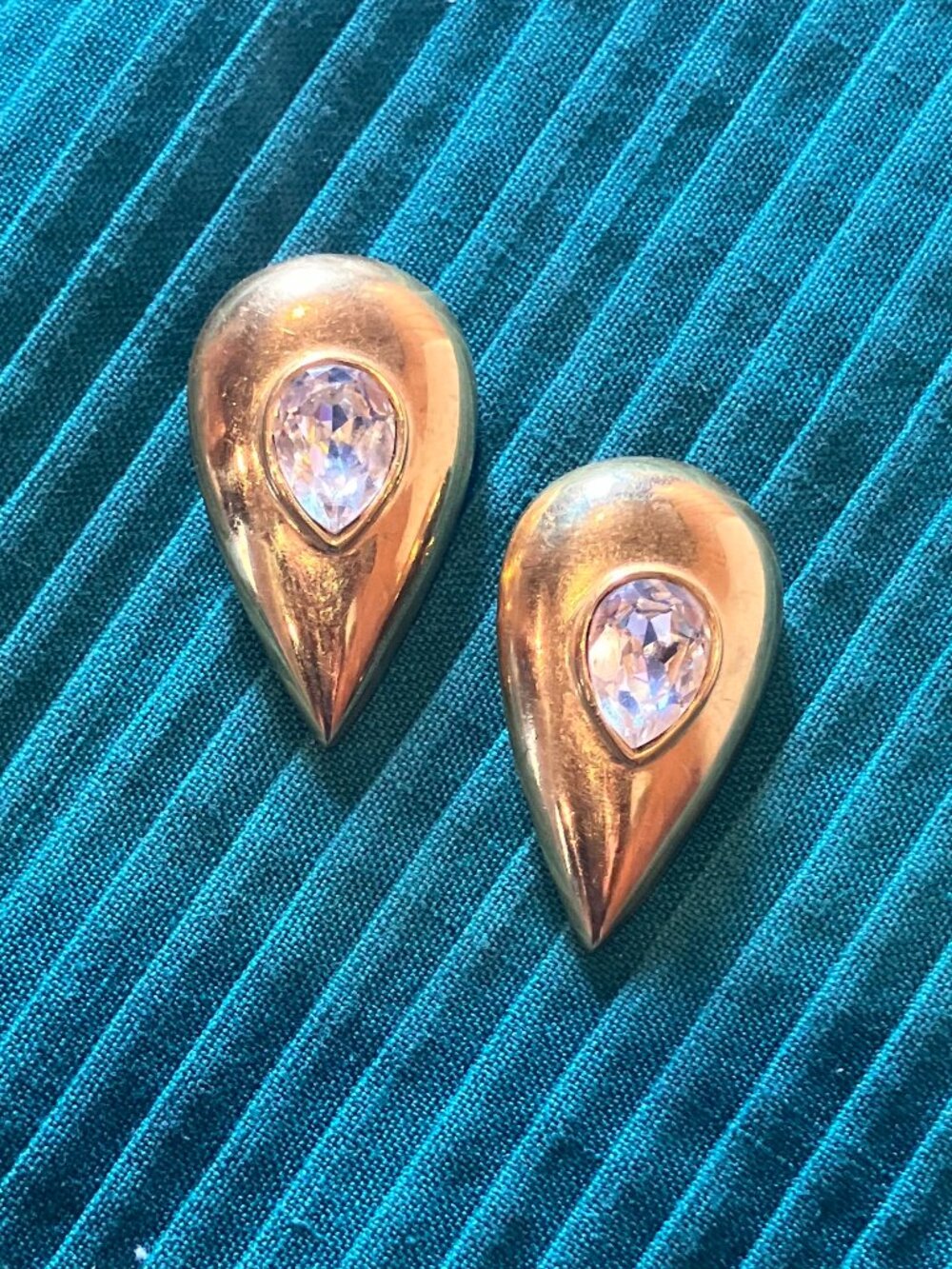 Gold tone and Crystal Clip-on Earrings